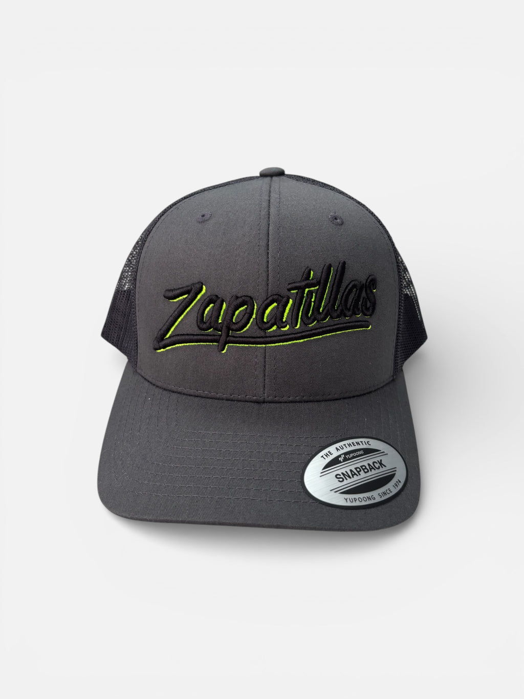 Grey & neon green cap